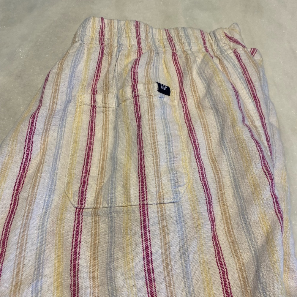 Gap Linen Blend Dotted Sun Stripe Pull on Shorts Sizes Large -XL White Pink